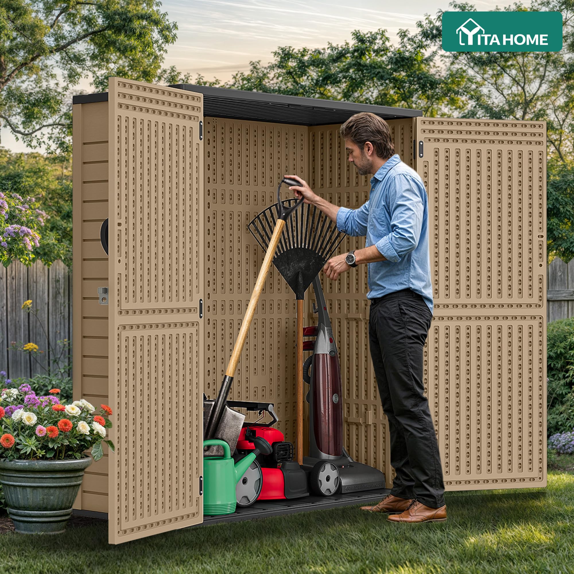 Amazon.com: YITAHOME 59 Cuft Outdoor Tall Storage Shed, Waterproof